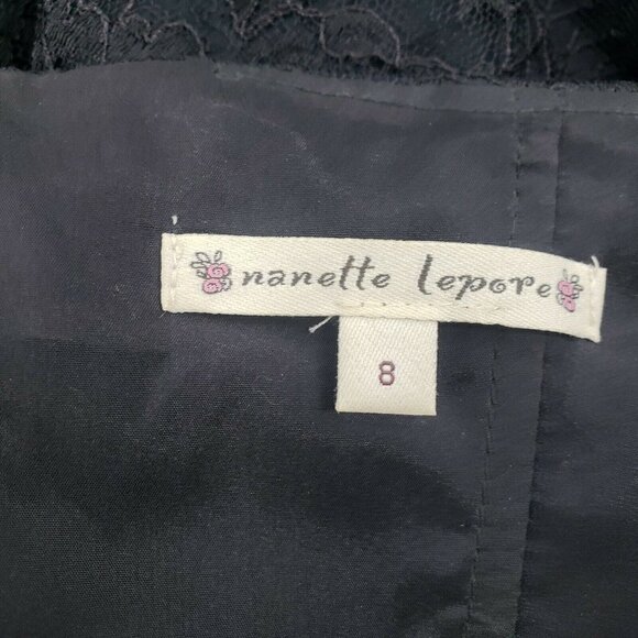 Nanette Lepore Black Lace Bustier Top Womens 8 Strapless Corset Blouse - Picture 6 of 7